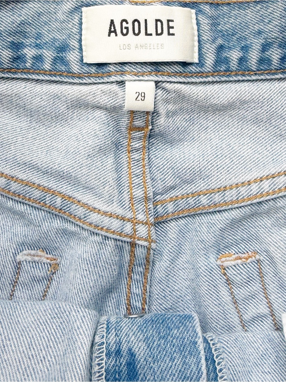 AGOLDE Parker Long Parade Denim Distressed Jean Shorts Organic Cotton Size 29 - Picture 9 of 11